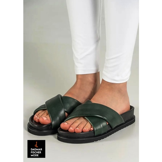 Sommersandale von RUNDHOLZ BLACK LABEL in black, tree & offwhite