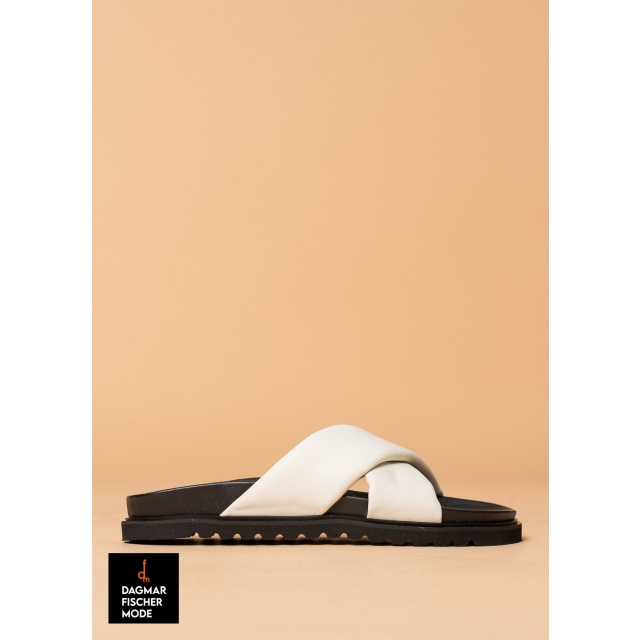 Summer sandals by RUNDHOLZ BLACK LABEL in black, tree & offwhite