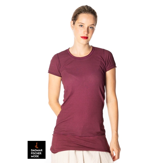 T-Shirt von RUNDHOLZ in camel cloud & merlot cloud