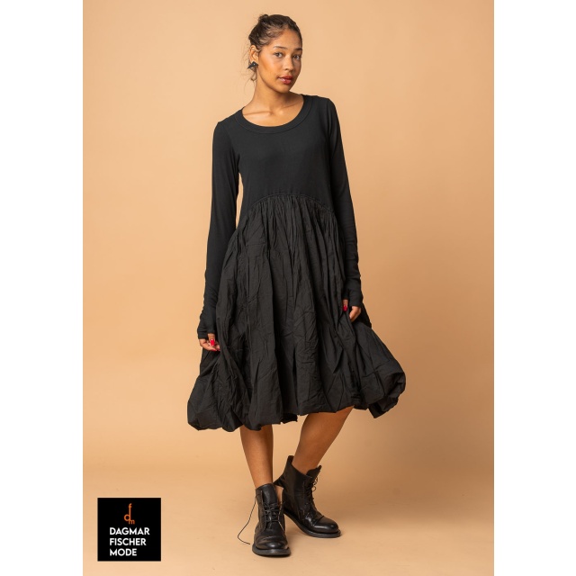 Long-sleeved dress with cotton voile by RUNDHOLZ in black 