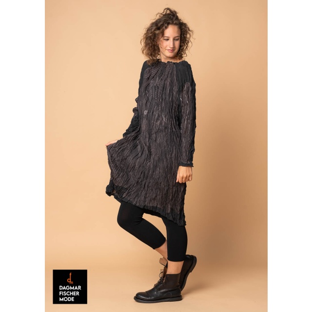 Oversize Langarmtunika von RUNDHOLZ in black panel print & bone panel print