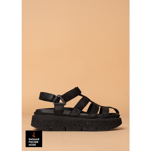 Leather sandals by LOFINA in Gasoline nero / nero