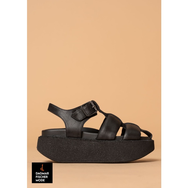 Sandale à larges brides de LOFINA en Gasoline nero / nero 