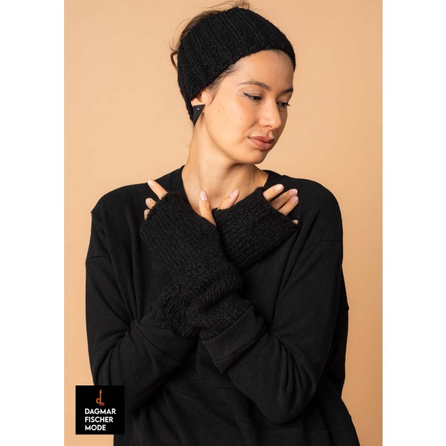 Coarse knit gloves MIKI by studiob3 in black, pearl & smoke burgundy