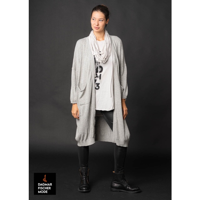 Langer Cardigan MAXIMUS von studiob3 in black, pearl melange & burgundy