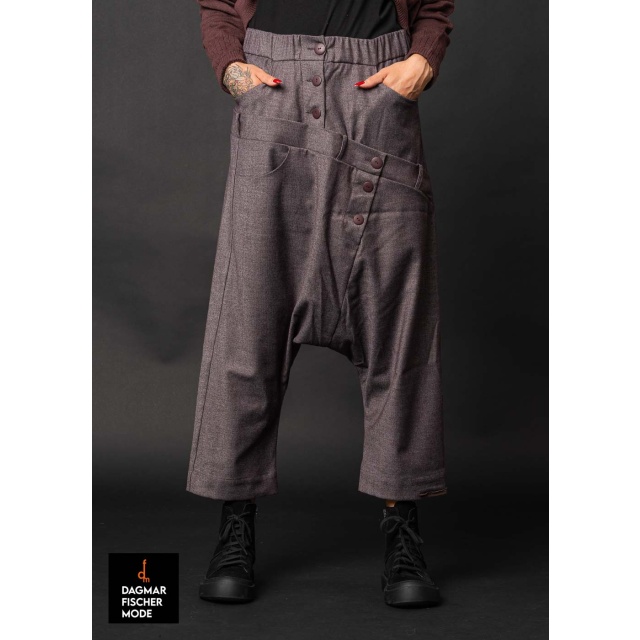 Low crotch trousers VAGAS by studiob3 in black, grey & smoke burgundy