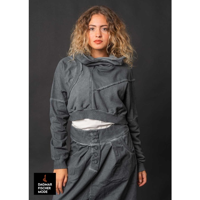 Kurzer Hoodie SUS von studiob3 in pearl old dye & grey old dye