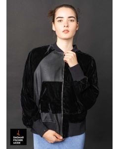 Samtjacke mit Kunstleder von ELSEWHERE in black