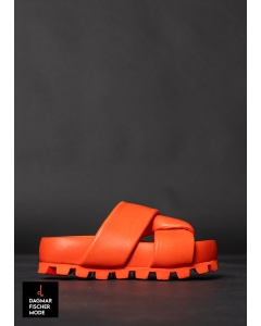 Sandals with soft straps by LOFINA in Gasoline spritz aperol / corallo