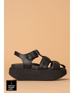 Sandale à larges brides de LOFINA en Gasoline nero / nero 