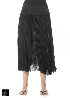 Pleated skirt by RUNDHOLZ BLACK LABEL in black & melon sloe