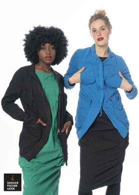 Waisted jacket by RUNDHOLZ DIP in black, blue & green