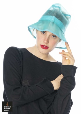 Oversize hat by RUNDHOLZ DIP in blue, aqua & spring