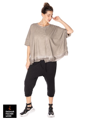 Asymmetric oversize shirt by RUNDHOLZ in black & hay cloud