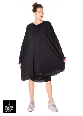 Long sleeve oversize dress by RUNDHOLZ in black & hay cloud