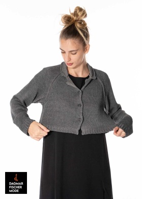 Short cardigan from silk by RUNDHOLZ in coal cloud