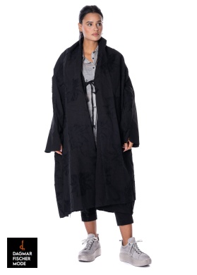 Oversize coat with floral design by RUNDHOLZ DIP in black