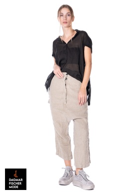 Burlap low crotch trousers by RUNDHOLZ DIP in charcoal cloud & linen