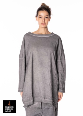 Oversize cotton dress by RUNDHOLZ DIP in black & charcoal 70% cloud
