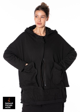 Oversize hooded jacket by RUNDHOLZ DIP in black & charcoal 70% cloud