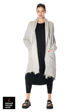 One size knitted coat by RUNDHOLZ DIP in charcoal 70% cloud & charcoal 10% cloud