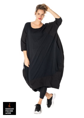 Wide oversize cotton dress by RUNDHOLZ BLACK LABEL in black & azur