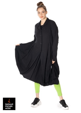 Long coat with button placket by RUNDHOLZ BLACK LABEL in black & azur