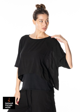 Short oversize shirt made of viscose by RUNDHOLZ BLACK LABEL in black