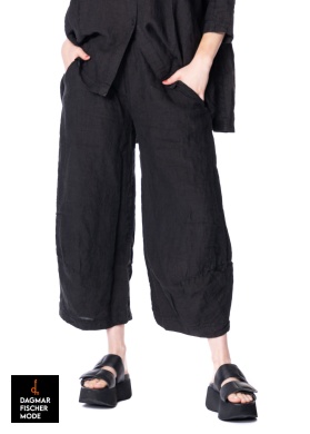 Casual linen trousers by RUNDHOLZ BLACK LABEL in black, grey & azur