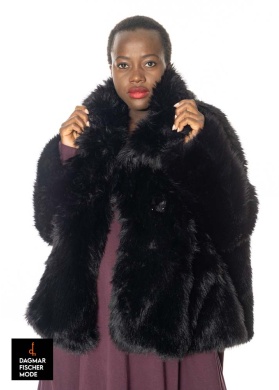 Oversize fake fur jacket by RUNDHOLZ BLACK LABEL in black, wood & bronze