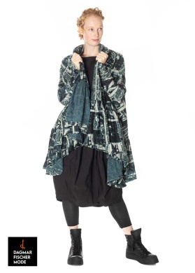 One size coat by RUNDHOLZ BLACK LABEL in forest print & bronze print