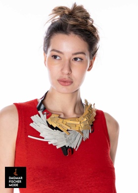 Hummingbird nest necklace made from recycled leather by JIANHUI