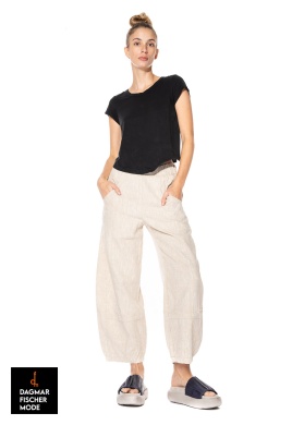 Casual linen-cotton mix pants by LURDES BERGADA in natural