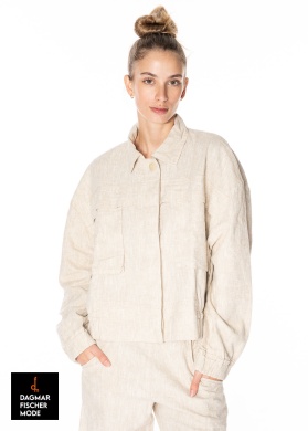 Boxy linen-cotton mix jacket by LURDES BERGADA in natural