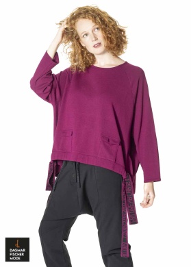 Pullover with logo band by PHILOMENA CHRIST in black & plum
