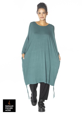 Tunic with drawstring by PHILOMENA CHRIST in black, green & navy
