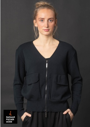 Strickjacke von KHEI in black - B-Ware in black print Gr. S