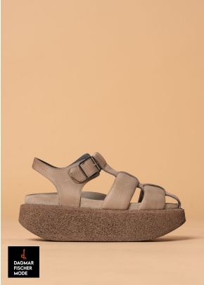 Sandals with wide straps by LOFINA in Gasoline malto / tortola