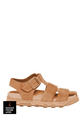 Sandals with wide straps by LOFINA in Gasoline malto / tortola