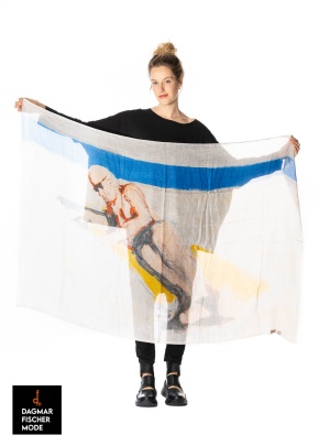 Schal mit Kunstdruck „Am Strand (Selbstporträt)“ nach einem Werk von Bert Kirner