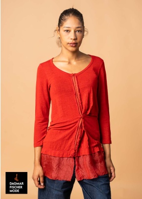 T-Shirt mit 3/4 Arm von RUNDHOLZ in rose & black