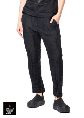 Schmale Leinenhose von RUNDHOLZ in black & black-dust