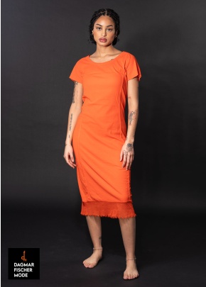 Schmales Basic Kleid von RUNDHOLZ DIP in mandarine & royal