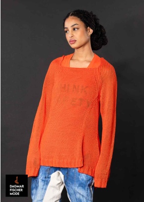 Oversize Leinenpullover von RUNDHOLZ DIP in black, mandarine & greige