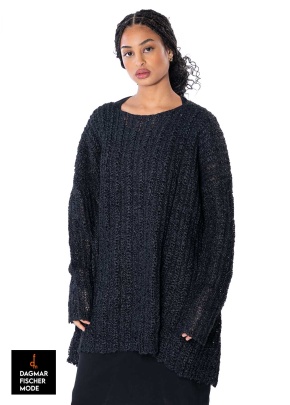 Lange Oversize Stricktunika von RUNDHOLZ DIP in black, ocean & greige