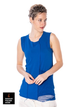 Raffiniertes Top mit Netzeinsatz von RUNDHOLZ DIP in royal