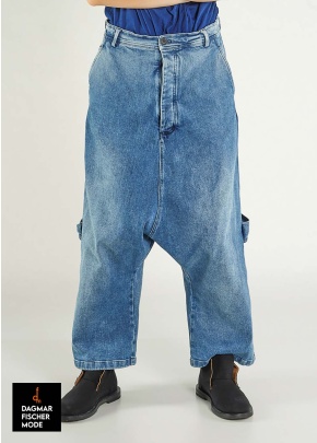 Jeans with wide leg by RUNDHOLZ in indigo stonewash & indigo faded