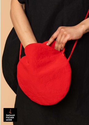 Small shoulder bag by RUNDHOLZ in black, elctric & ketchup