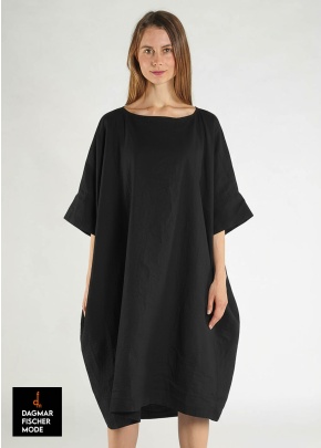 High-stretch one-size dress by RUNDHOLZ in black, electric & ketchup
