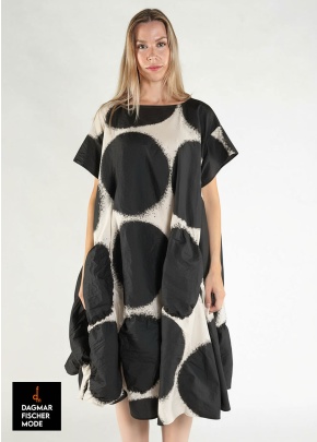 Oversize dress with dots by RUNDHOLZ in black print & electric print